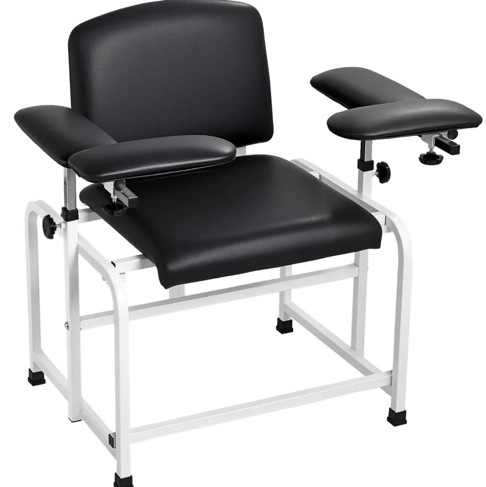 VEVOR Phlebotomy Chair 750LBS Capacity Blood Draw Medical Chair, Comfortable Blood Drawing Chairs with Adjustable Armrests, Soft Padded Seat, Easy-to-Clean PVC Leather for Hospitals Clinics