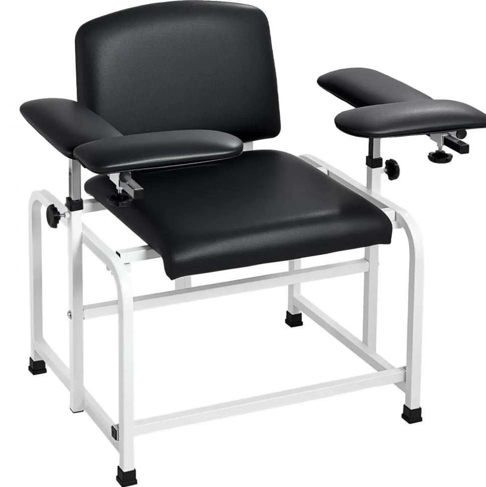 VEVOR Phlebotomy Chair 750LBS Capacity Blood Draw Medical Chair, Comfortable Blood Drawing Chairs with Adjustable Armrests, Soft Padded Seat, Easy-to-Clean PVC Leather for Hospitals Clinics