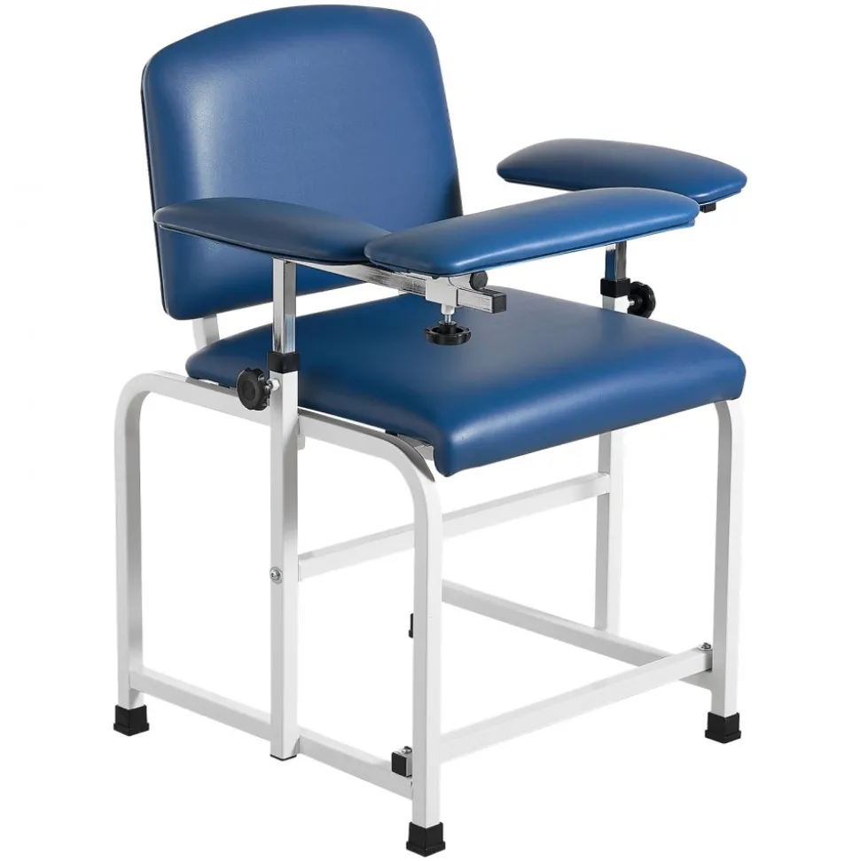 VEVOR Phlebotomy Chair 500LBS Capacity Blood Draw Medical Chair, Comfortable Blood Drawing Chairs with Adjustable Armrests, Soft Padded Seat, Easy-to-Clean PVC Leather for Hospitals Clinics