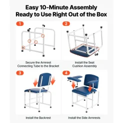 VEVOR Phlebotomy Chair 500LBS Capacity Blood Draw Medical Chair, Comfortable Blood Drawing Chairs with Adjustable Armrests, Soft Padded Seat, Easy-to-Clean PVC Leather for Hospitals Clinics