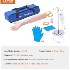 VEVOR Phlebotomy Practice Kit, IV Venipuncture Intravenous Training Kit, High Simulation IV Practice Arm Kit with Carrying Bag, Practice and Perfect IV Skills, for Students Nurses and Professionals