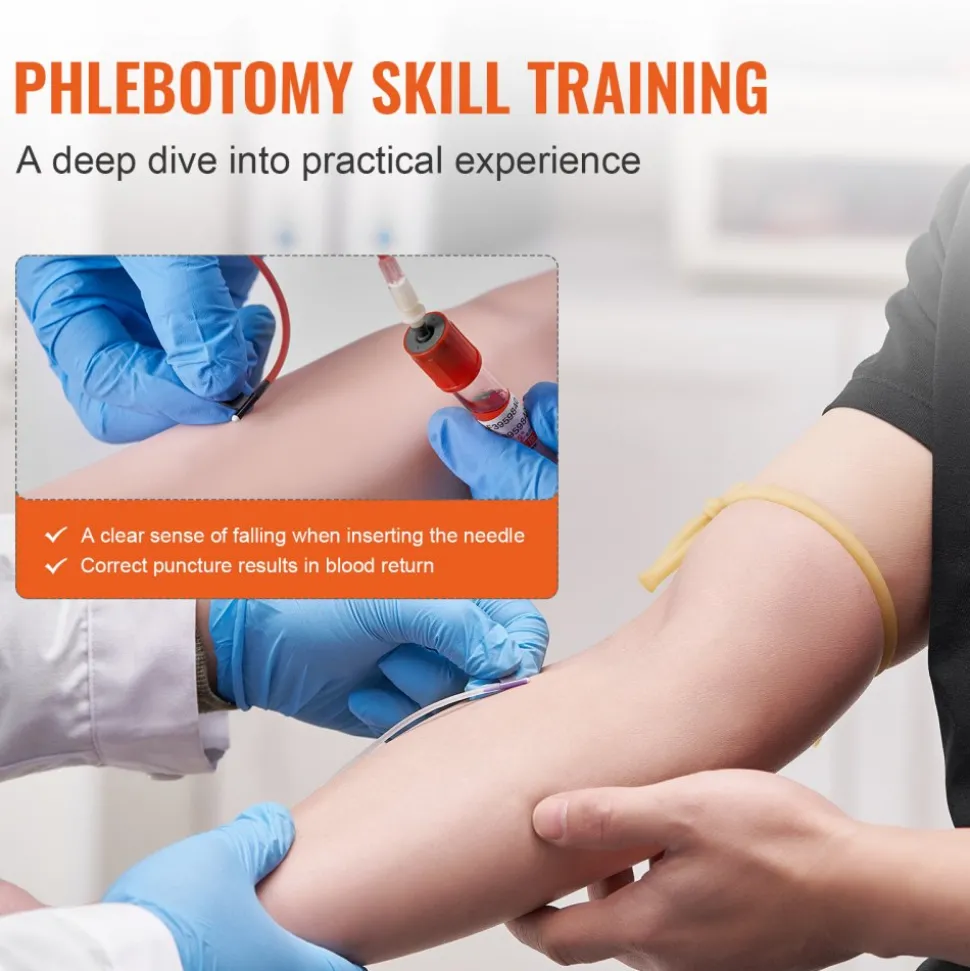 VEVOR Phlebotomy Practice Kit, IV Venipuncture Intravenous Training Kit, High Simulation IV Practice Arm Kit with Carrying Bag, Practice and Perfect IV Skills, for Students Nurses and Professionals