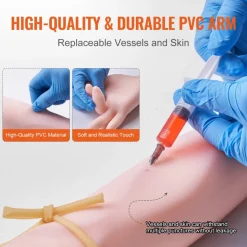 VEVOR Phlebotomy Practice Kit, IV Venipuncture Intravenous Training Kit, High Simulation IV Practice Arm Kit with Carrying Bag, Practice and Perfect IV Skills, for Students Nurses and Professionals