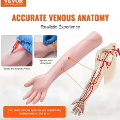 VEVOR Phlebotomy Practice Kit, IV Venipuncture Intravenous Training Kit, High Simulation IV Practice Arm Kit with Carrying Bag, Practice and Perfect IV Skills, for Students Nurses and Professionals