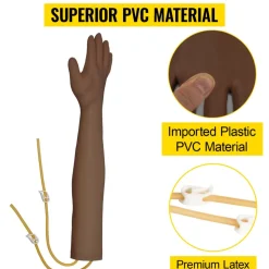 VEVOR Phlebotomy Practice Kit, Dark Skin IV Practice Kit Venipuncture Learning Phlebotomy Practice Arm Kit with Infusion Stand for Nurse, Medical Students