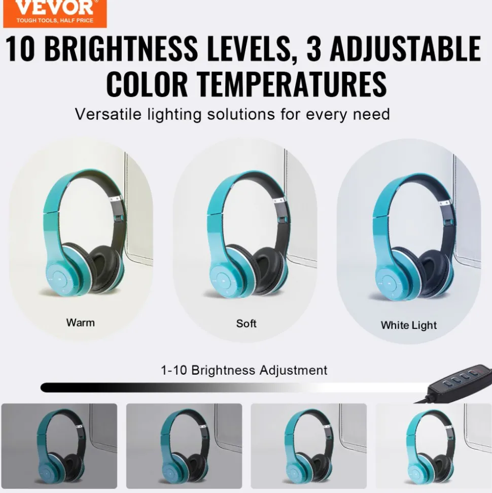 VEVOR Photo Studio Light Box, 12" x 12", 3000-5600K Adjustable 3 Color Temperatures Professional Shooting Tent Kit with 120 LED 6 Double-Sided Color Backdrops, High CRI ≥ 95 for Small Size Products