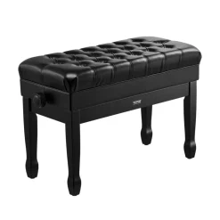 VEVOR Piano Bench, 29.5" x 14" x 20.3", Duet Keyboard Piano Chair with 20.3"-23.4” Adjustable Height, Padded Cushion, Storage Compartment for Music Books, Wooden Piano Stool Seat, for Vanity, Bedroom