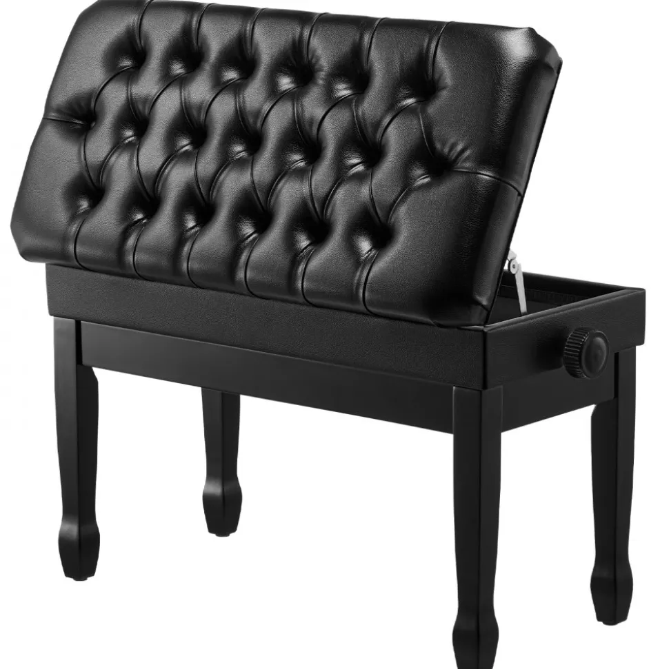 VEVOR Piano Bench, 29.5" x 14" x 20.3", Duet Keyboard Piano Chair with 20.3"-23.4” Adjustable Height, Padded Cushion, Storage Compartment for Music Books, Wooden Piano Stool Seat, for Vanity, Bedroom