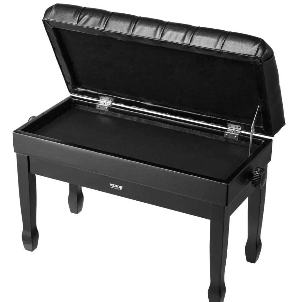 VEVOR Piano Bench, 29.5" x 14" x 20.3", Duet Keyboard Piano Chair with 20.3"-23.4” Adjustable Height, Padded Cushion, Storage Compartment for Music Books, Wooden Piano Stool Seat, for Vanity, Bedroom