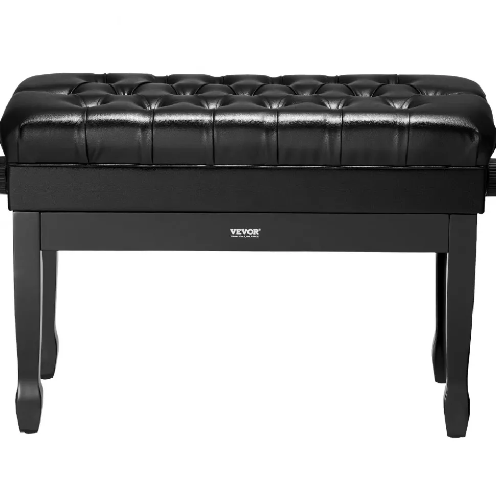 VEVOR Piano Bench, 29.5" x 14" x 20.3", Duet Keyboard Piano Chair with 20.3"-23.4” Adjustable Height, Padded Cushion, Storage Compartment for Music Books, Wooden Piano Stool Seat, for Vanity, Bedroom