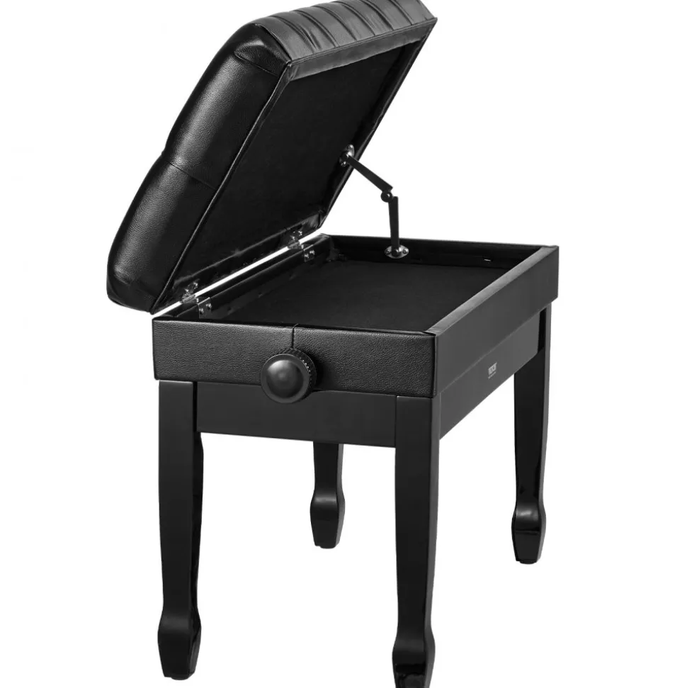 VEVOR Piano Bench, 29.5" x 14" x 20.3", Duet Keyboard Piano Chair with 20.3"-23.4” Adjustable Height, Padded Cushion, Storage Compartment for Music Books, Wooden Piano Stool Seat, for Vanity, Bedroom