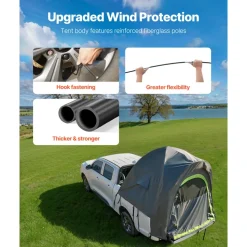 VEVOR Pickup Truck Tent, Fit 6.4-6.7 ft Truck Tents for Camping, Waterproof PU2000 2-3 Person Sleeping Truck Bed Tent with Double Layer Design Windows, Sturdy Truck Bed Camper Shell with Storage Bag