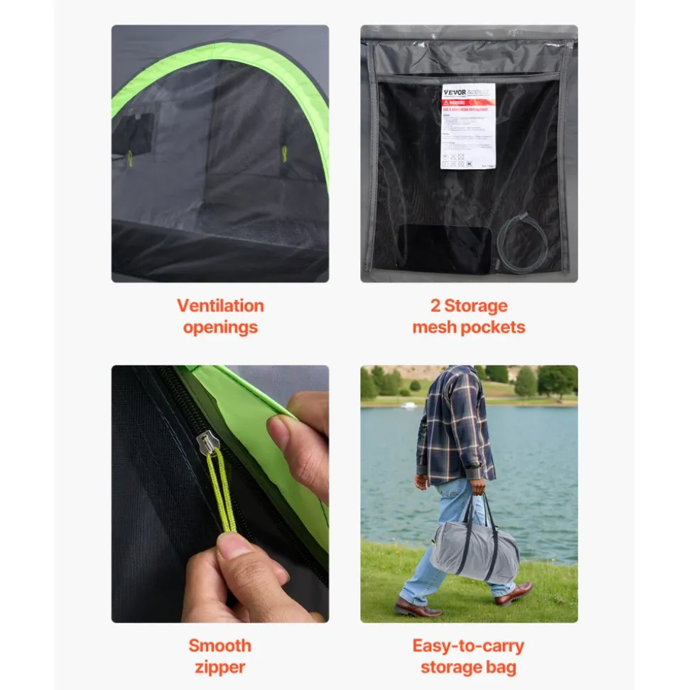 VEVOR Pickup Truck Tent, Fit 5.5-6.0 ft Truck Tents for Camping, Waterproof PU2000mm 2-3 Person Sleeping Truck Bed Tent with Double Layer Design Windows, Sturdy Truck Bed Camper Shell with Storage Bag