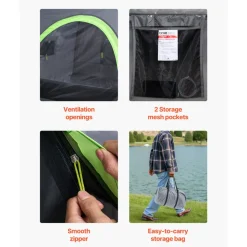 VEVOR Pickup Truck Tent, Fit 5.0-5.2 ft Truck Tents for Camping, Waterproof PU2000mm 2-3 Person Sleeping Truck Bed Tent with Double Layer Design Windows, Sturdy Truck Bed Camper Shell with Storage Bag