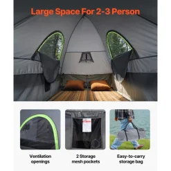 VEVOR Pickup Truck Tent, Fits 5.5-6.0 ft Truck Tents for Camping, Waterproof PU2000 mm 2-3 Person Sleeping Truck Bed Tent, Sturdy Truck Bed Camper Shell with Expandable Awning, Rainfly, Storage Bag