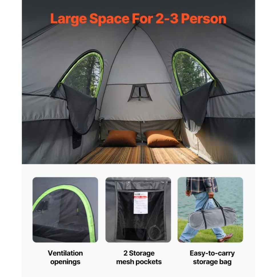 VEVOR Pickup Truck Tent, Fits 5.5-6.0 ft Truck Tents for Camping, Waterproof PU2000 mm 2-3 Person Sleeping Truck Bed Tent, Sturdy Truck Bed Camper Shell with Expandable Awning, Rainfly, Storage Bag