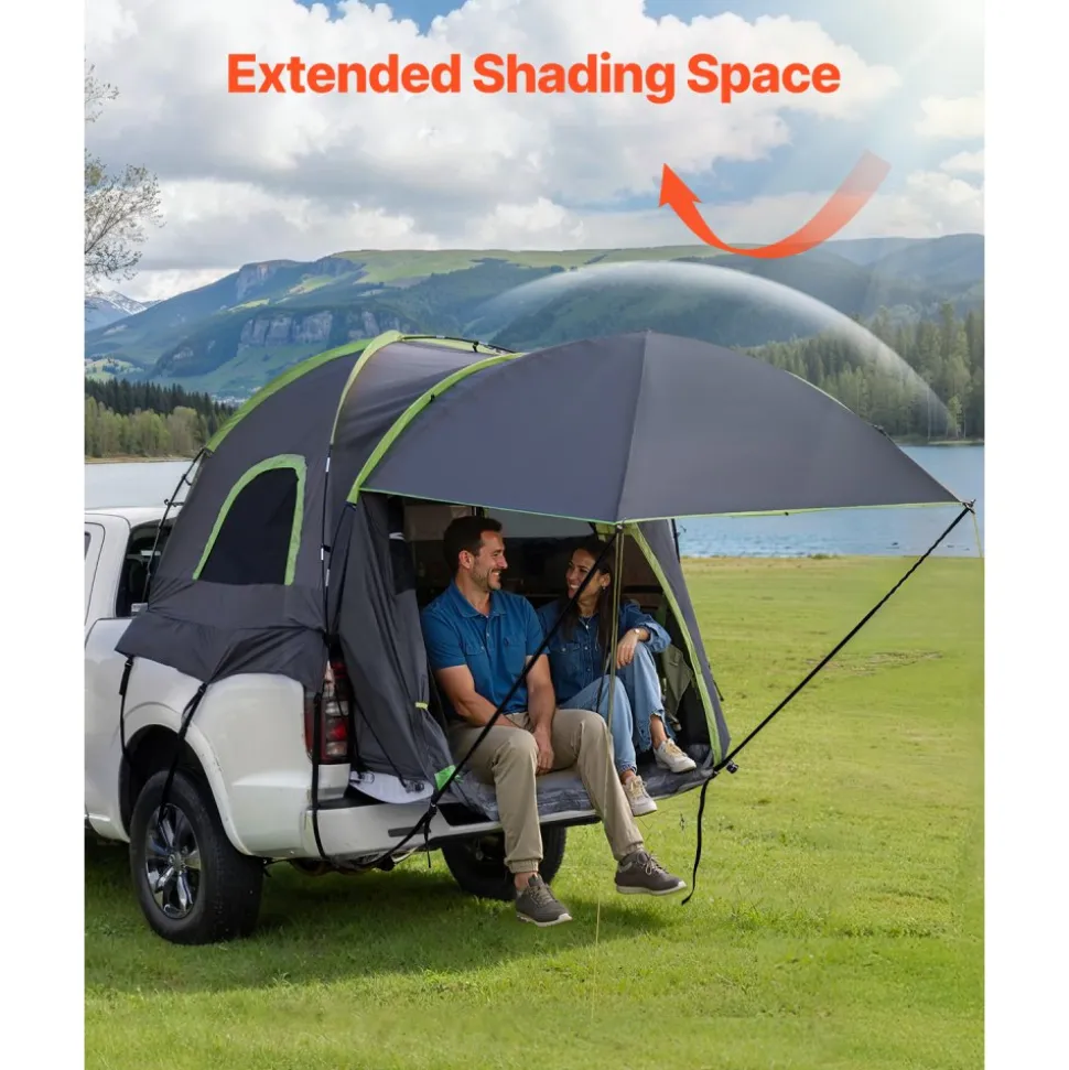 VEVOR Pickup Truck Tent, Fits 5.5-6.0 ft Truck Tents for Camping, Waterproof PU2000 mm 2-3 Person Sleeping Truck Bed Tent, Sturdy Truck Bed Camper Shell with Expandable Awning, Rainfly, Storage Bag