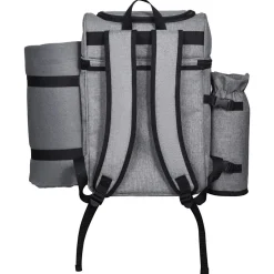 VEVOR Picnic Backpack, Beach Picnic Backpack Bag for 4 Person with Insulated Cooler Compartment, Detachable Bottle/Wine Holder, Lightweight Blanket, Plates and Cutlery Set for Hiking & Camping, Grey