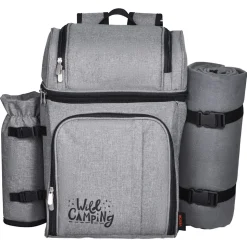 VEVOR Picnic Backpack, Beach Picnic Backpack Bag for 4 Person with Insulated Cooler Compartment, Detachable Bottle/Wine Holder, Lightweight Blanket, Plates and Cutlery Set for Hiking & Camping, Grey