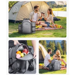 VEVOR Picnic Backpack, Beach Picnic Backpack Bag for 2 Person with Insulated Cooler Compartment, Detachable Bottle/Wine Holder, Lightweight Blanket, Plates and Cutlery Set for Hiking, Camping, Grey