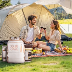VEVOR Picnic Backpack, Beach Picnic Backpack Bag for 4 Person with Insulated Cooler Compartment, Detachable Bottle/Wine Holder, Lightweight Blanket, Plates & Cutlery Set for Outdoor, Hiking, Camping