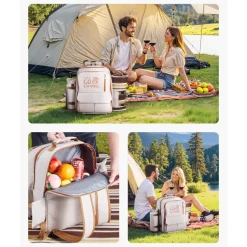 VEVOR Picnic Backpack, Beach Picnic Backpack Bag for 2 Person with Insulated Cooler Compartment, Detachable Bottle/Wine Holder, Lightweight Blanket, Plates & Cutlery Set for Hiking, Camping, Navy Blue