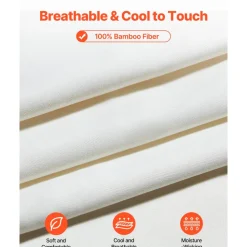 VEVOR 4-Piece Bed Sheet Set - Queen Size, 100% Bamboo Fiber Bedding Set, Cooling, Breathable & Shrink-Resistant Luxury Bed Sheet with Deep Pocket, Fit up to 16