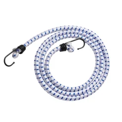 VEVOR 6 Piece Bungee Cords with A3 Steel Hooks, 72 Inch Heavy Duty Bungee Straps, 12 mm Elastic Bungee Ropes Set for Camping, Tarps, Motorcycle, Truck and Tent, White with Blue Stripes