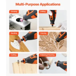 VEVOR 119-Piece Cordless Rotary Tool Kit, DC12V Portable Mini Power Rotary Tool, 28-Level Speed 5000-32000 RPM Multi-Purpose DIY Tools for Engraving, Sanding, Polishing, Carving, Cutting, DIY Crafts