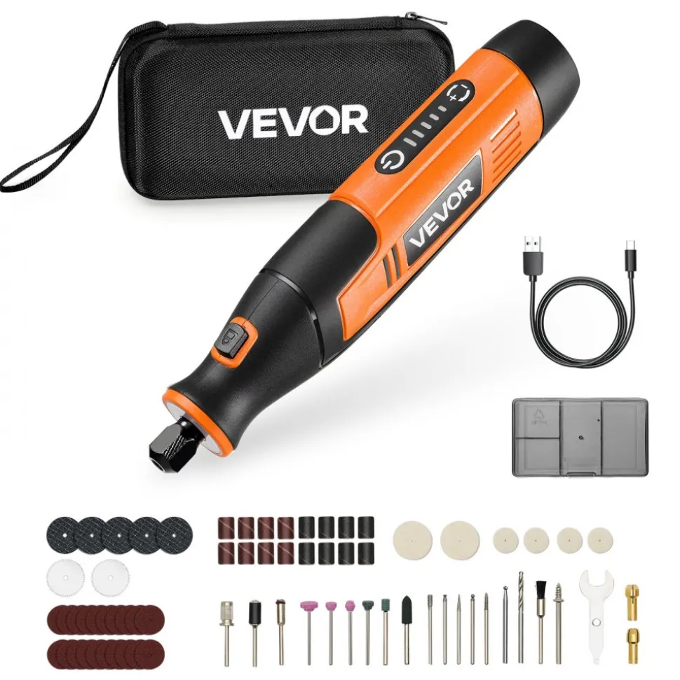 VEVOR 136-Piece Cordless Rotary Tool Kit, DC8V Portable Mini Power Rotary Tool, 5 Speeds 5000-30000RPM Multi-Purpose DIY Tools for Engraving, Sanding, Polishing, Carving, Grinding, Cutting, DIY Craft