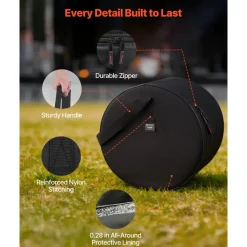 VEVOR 5-Piece Drum Case Set, 600D, Padded Drum Bags for 22 in Bass, 12/13/16 in Tom, 14 in Snare, Thick Padding, Lightweight Protective Covers Travel Storage Cases, for Drums Accessories Protection