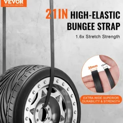 VEVOR 50 Piece Flat Bungee Cord, 19.8 mm Heavy Duty Bungee Straps with Steel S-Hooks, 21