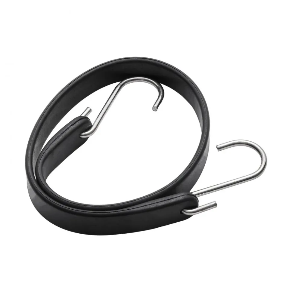 VEVOR 50 Piece Flat Bungee Cord, 19.8 mm Heavy Duty Bungee Straps with Steel S-Hooks, 21" Elastic Bungee Rope for Cargo, Tarps, Trucks and Tent, Black