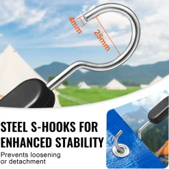 VEVOR 4 Piece Flat Bungee Cord, 20 mm Heavy Duty Bungee Straps with Steel S-Hooks, 40