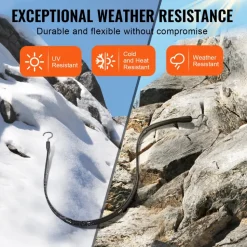 VEVOR 4 Piece Flat Bungee Cord, 20 mm Heavy Duty Bungee Straps with Steel S-Hooks, 40