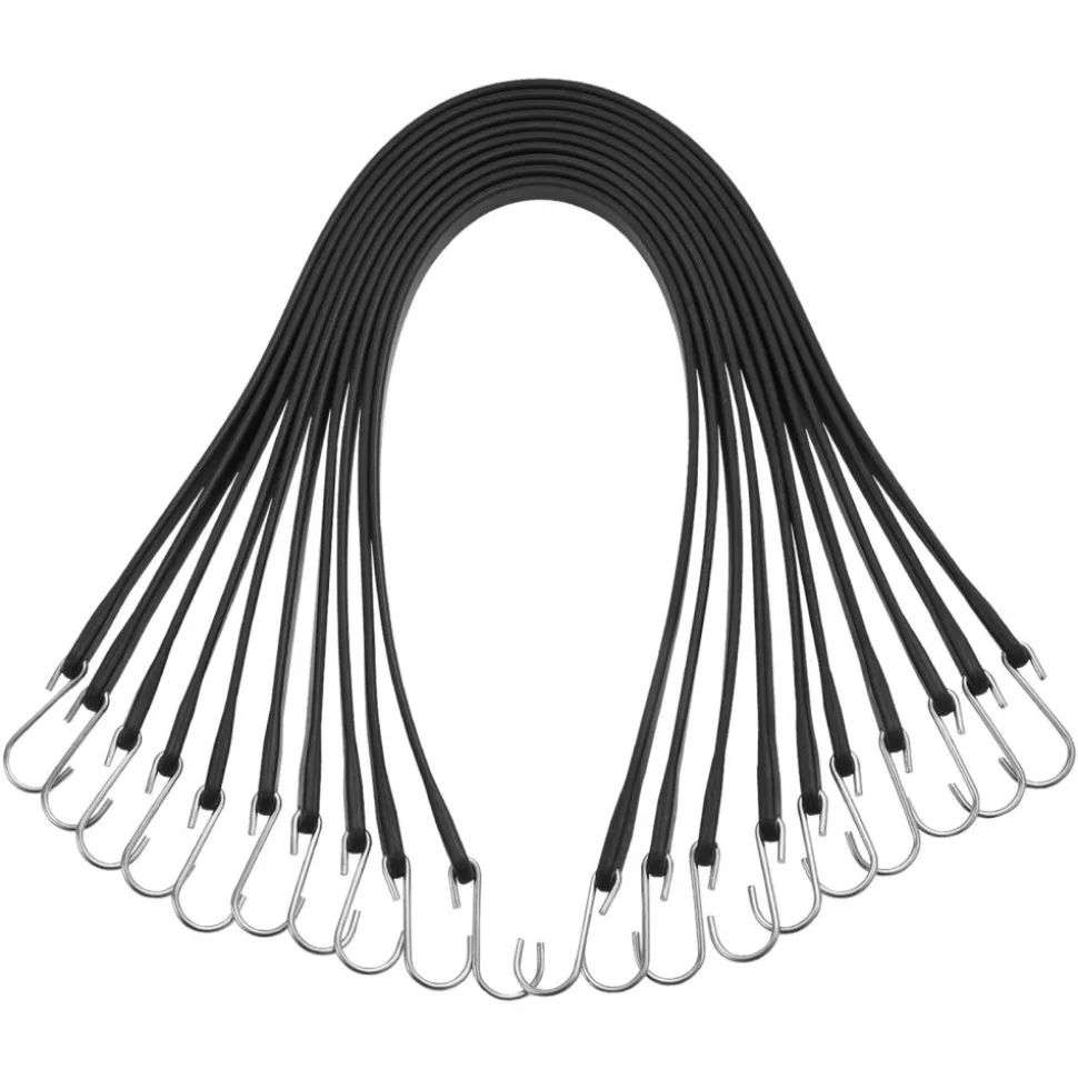 VEVOR 50 Piece Flat Bungee Cord, 19.8 mm Heavy Duty Bungee Straps with Steel S-Hooks, 31" Elastic Bungee Rope for Cargo, Tarps, Trucks and Tent, Black