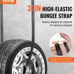 VEVOR 50 Piece Flat Bungee Cord, 19.8 mm Heavy Duty Bungee Straps with Steel S-Hooks, 31