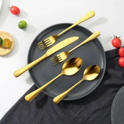 VEVOR 100-Piece Gold Silverware Set, Food-Grade Stainless Steel Flatware Utensils for 20, Mirror Finished Cutlery Set, Dishwasher Safe Eating Tableware for Kitchen Home, Include Knife Fork Spoon