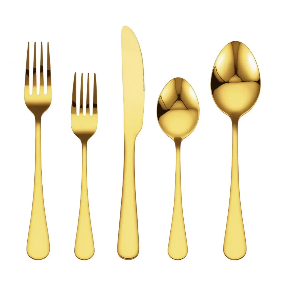 VEVOR 100-Piece Gold Silverware Set, Food-Grade Stainless Steel Flatware Utensils for 20, Mirror Finished Cutlery Set, Dishwasher Safe Eating Tableware for Kitchen Home, Include Knife Fork Spoon