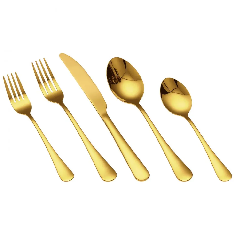 VEVOR 100-Piece Gold Silverware Set, Food-Grade Stainless Steel Flatware Utensils for 20, Mirror Finished Cutlery Set, Dishwasher Safe Eating Tableware for Kitchen Home, Include Knife Fork Spoon