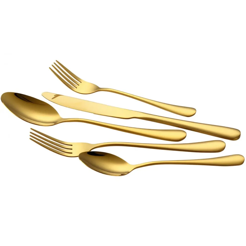 VEVOR 100-Piece Gold Silverware Set, Food-Grade Stainless Steel Flatware Utensils for 20, Mirror Finished Cutlery Set, Dishwasher Safe Eating Tableware for Kitchen Home, Include Knife Fork Spoon