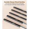 VEVOR 15-Piece Makeup Brush Set for Foundation Blending Eyeshadow, Professional Vegan Brushes with Soft Synthetic Bristles, Ergonomic Wood Handle & Aluminum Ferrule, Portable and Travel-Friendly