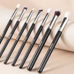 VEVOR 15-Piece Makeup Brush Set for Foundation Blending Eyeshadow, Professional Vegan Brushes with Soft Synthetic Bristles, Ergonomic Wood Handle & Aluminum Ferrule, Portable and Travel-Friendly