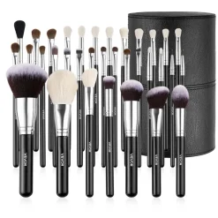 VEVOR 34-Piece Makeup Brush Set, Professional Brushes Kit for Foundation Blending Eyeshadow Concealer Blush - with Soft Bristles, Ergonomic Wood Handle, Travel-Friendly Case Included