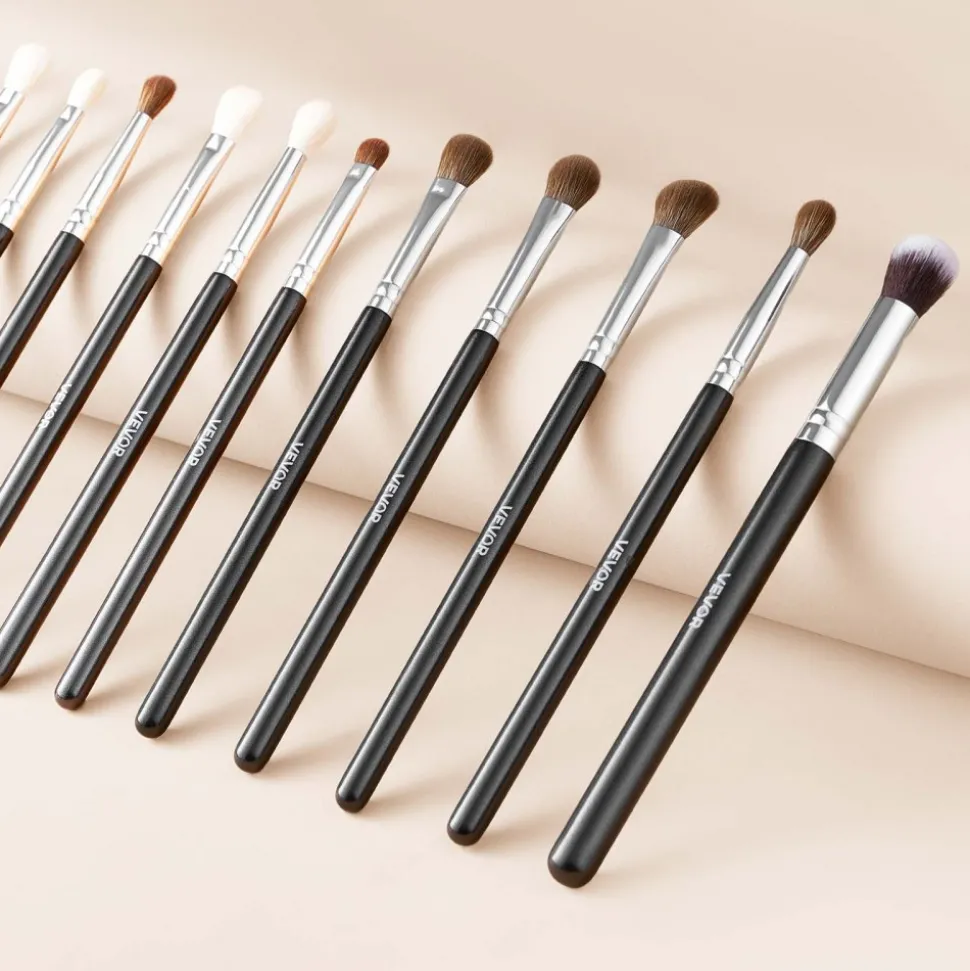 VEVOR 34-Piece Makeup Brush Set, Professional Brushes Kit for Foundation Blending Eyeshadow Concealer Blush - with Soft Bristles, Ergonomic Wood Handle, Travel-Friendly Case Included