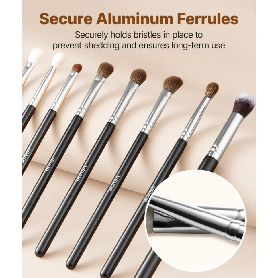 VEVOR 34-Piece Makeup Brush Set, Professional Brushes Kit for Foundation Blending Eyeshadow Concealer Blush - with Soft Bristles, Ergonomic Wood Handle, Travel-Friendly Case Included