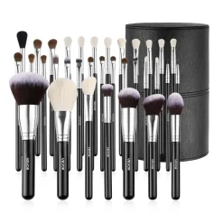 VEVOR 34-Piece Makeup Brush Set, Professional Brushes Kit for Foundation Blending Eyeshadow Concealer Blush - with Soft Bristles, Ergonomic Wood Handle, Travel-Friendly Case Included