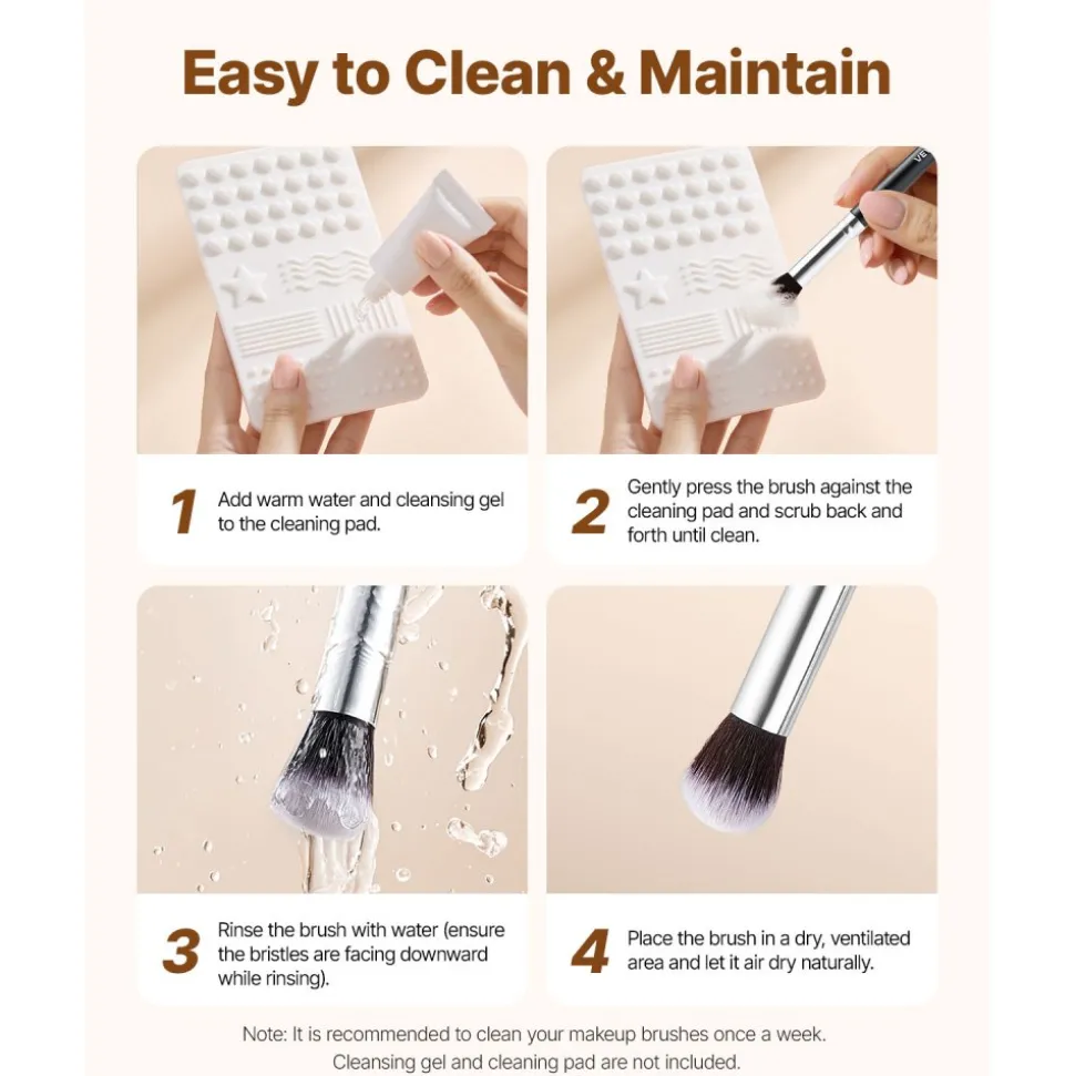 VEVOR 34-Piece Makeup Brush Set, Professional Brushes Kit for Foundation Blending Eyeshadow Concealer Blush - with Soft Bristles, Ergonomic Wood Handle, Travel-Friendly Case Included