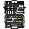 VEVOR 121-Piece Mechanics Tool Set, 1/4" 3/8" 1/2" Drive Sockets, SAE and Metric Mechanic Tool Kit with Bits, Wrenches, Ratchet Handle, Accessories, and Plastic Storage Case, for Automotive Repair