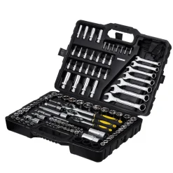 VEVOR 121-Piece Mechanics Tool Set, 1/4" 3/8" 1/2" Drive Sockets, SAE and Metric Mechanic Tool Kit with Bits, Wrenches, Ratchet Handle, Accessories, and Plastic Storage Case, for Automotive Repair